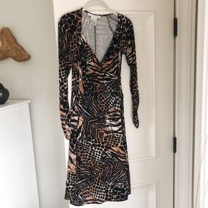 Evan-Picone Long Sleeve Wrap Dress